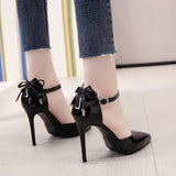 kamames kamames Heels For Women In 2023 Spring And Summer New Pointed Shallow Mouth Hollowed-Out Bow Tie Ladies' Single Shoes