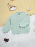 Classic Long Sleeved Knitted Pullover Sweater for Baby Boys - Soft Slight Stretch Polyester Fabric, Crew Neck, Regular Fit - Hand Washable, Perfect for Fall and Winter Seasons