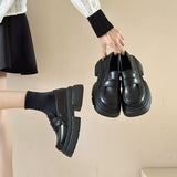 kamames Love Shoes Heightened Small Leather Shoes 2024 New Korean Muffin Black English Round Head Retro JK Shoes
