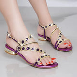 kamames Sandals Women's Summer 2024 New Fashionable Crystal High Heels Set With Diamonds Comfortable Rough Heels For Women's Shoes
