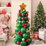 82pcs Christmas Balloon Garland Kit - Festive Red, Green & Golden Star-Shaped Latex Balloons for Holiday Decorations, Perfect for Birthday & Party Supplies