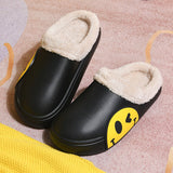 FUNNY FUNKY 2021 Winter Women's Shoes EVA Faux Fur Non-slip Sole Fleece Sock Smiley Face Slipper Shoes For Women Couple Sandals