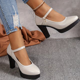 Chic & Elegant Ultrahigh Mary-Jane Pumps: Non-Slip, Round Toe, Solid Color - Your All-season Fashion Staple