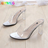kamames Clear Shoes Women High Heels Sandals Female Transparent Sexy Wedding Beach Slippers Zapatillas Mujer Casa