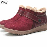 kamames Shoe Woman Boot 2023 Winter Wedge-heeled Platform Ankle Boots Fashion Rivet Rhinoceros-velvet Thermal Boots