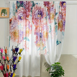 1pc Vibrant Floral Print Semi-Sheer Yarn Curtain - Rod Pocket Top, Washable, Fantasy Garden Style for Living Room, Bedroom, Office, and Kitchen - Easy to Hang and Maintain