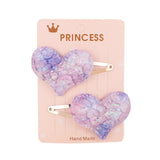 2Pcs/set Glitter Cartoon Cartoon Love Heart Crown Hair Clips For Girls Handmade Hairpins Boutique Barrette Kids Hair Accessories