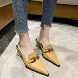kamames kamames Cool Slippers Female Summer New French Chain Fashion With A Thick Heel Head Half Slippers High Heel Muller Shoes