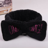 2022 New OMG Letter Coral Fleece Wash Face Bow Hairbands For Women Girls Headbands Headwear Hair Bands Turban Hair Accessories