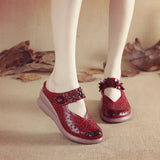 kamames kamames Muffin Heel Flat-Soled Women's Slippers Cave Style Leather Hollowed-Out Sticky Mother Shoes Flat Soles Raised Soft Soles