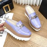 kamames Women Flip Flops Comfortable Rubber Platform Shoes Women Casual Round Toe Flat Loafers Flats Autumn Women Shoes PU