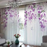 1pc Vibrant Floral Print Semi-Sheer Yarn Curtain - Rod Pocket Top, Washable, Fantasy Garden Style for Living Room, Bedroom, Office, and Kitchen - Easy to Hang and Maintain