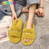kamames winter new net red hairy slippers for women's outer wear flat-bottomed slippers, wild thick-soled Korean hairy shoes1