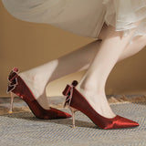 kamames kamames High Heels Female Autumn Fine Heel 2023 New French Temperament Small Heel Shoes Bride Main Wedding Shoe Tip