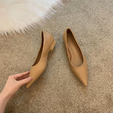 kamames Single Shoes Women's Autumn Princess Shoes Tip Shallow Mouth Really Soft Leather Low Heel Grandma Shoes Professional Flat Soles Show Thin Ladle Shoes