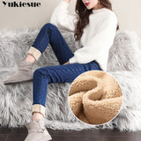 kamames Jeans Female High Waist Denim Skinny Warm Thick Jeans for women Mujer clothes Velvet Pants Stretch Pantalon Femme