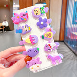 10PCS/set New Girls Cute Silica Gel Cartoon Princess Hairpins Lovely Hair Ornament Barrettes Hair Clips Fashion Hair Accessories