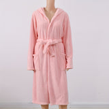 Ultra-Soft Coral Fleece Hooded Bathrobe - Absorbent, Cozy Loungewear For All Seasons, Perfect For Bathroom, Pool & Beach