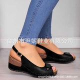 kamames Sales 2023 New Fish Mouth Women's Sandals Clasp Slope Heel Women's Shoes Large Size Women's Shoes