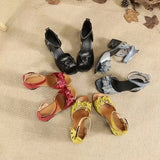kamames New Sandals National Wind Leather Women's Shoes Thick Heel Fish Mouth Mother Shoes Elderly Women's Shoes Soft Bottom Sandals