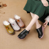 kamames New Loose Cake Bottom Casual Women's Shoes National Wind Leather Flower Hollow Out Women's Slippers Breathable Comfortable Hole Hole Shoes