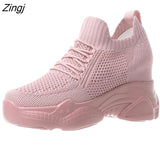 kamames Autumn High Platform High Heels Women Thick Sole Shoes Heels Wedge Sneakers Breathable Mesh Casual Shoes Woman
