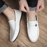 Fashion Leather Men Shoes Casual Breathable Loafers Men PU Leather Moccasins Comfortable Flat Men Shoes Outdoor Walking Footwear