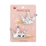 2Pcs/set Glitter Cartoon Cartoon Love Heart Crown Hair Clips For Girls Handmade Hairpins Boutique Barrette Kids Hair Accessories