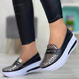 kamames Casual Single Shoes Women's Autumn Solid Color Round Head Low-Top Belt Buckle Soft-Soled Work Shoes Beans Shoes