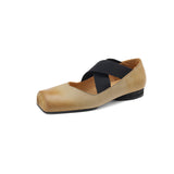 kamames kamames Pig Nose Shoes Female Spring 2024 New Inside And Outside Full Leather Retro Wind Ballet Shoes Protection