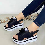kamames Summer Fashion Size 43 Peep Toe Flat Shoes for Women Casual Platform Sandals Comfort Designer Height Increase Beach Shoes