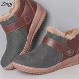 kamames Shoe Woman Boot 2023 Winter Wedge-heeled Platform Ankle Boots Fashion Rivet Rhinoceros-velvet Thermal Boots