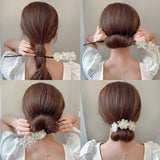 New Women Elegant Bud Chiffon Flowers Bun Maruko Hairstyles Making Long Tools Sweet Headband Hairbands Fashion Hair Accessories