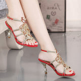 kamames The Summer Of 2024, The New Diamond Sandals For Women Wear Fashionable Open-Toed Crystal High-Heeled Shoes.
