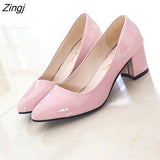 kamames New Women Pumps Black High heels 6cm Lady Patent leather Thick with Autumn Pointed Single Shoes Female Sandals Big 33-41
