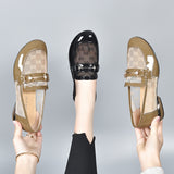 kamames kamames Head Net Single Shoes Women's 2024 Spring New Metal Buckle Flat-Soled Love Shoes With One Foot In Cow Lacquer Leather