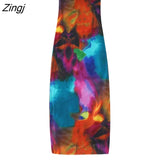 kamames Women Sexy Strapless Contrast Color Tie Dyed Printing Mesh Slim Midi Dress Female Chic Party Vestidos DS2120