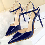 BIGTREE Shoes Fashion Sandals Women 2022 Patent Leather High Heels Women Sandals Summer Heeled Sandals Pointed Toe Women Pumps