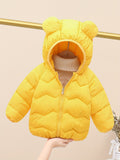 Baby Boys Warm Padded Jacket, Kids Cute Hooded Zip Up Coat With Ears For Winter/fall