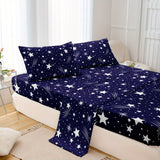 4-Piece Meteor Print Bedding Set - Soft, Breathable Comfort for Bedroom, Guest Room, Hotel - Includes Fitted & Flat Sheets, 2 Pillowcases