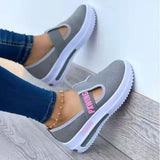 kamames Breathable Mesh Round Toe Platform Sports Shoes Women Size 43 Wedge Casual Sneakers Women Non Slip Vulcanized Shoes