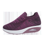 kamames Size Women's Shoes 2023 Spring And Summer Flying Woven Elastic Mesh Sock Shoes Air Cushion Thick Slope Heel Casual Women's Shoes
