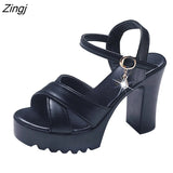 kamames Women Fish Mouth Platform High Heels Wedges Buckle Slope Sandals Women Shoes Woman Platform High Heels Sandals High Heels