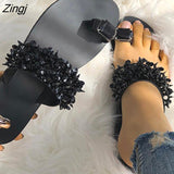 kamames Women Shoes Summer sandals Beach Pineapple Flat Slippers Outside Slides Zapatos De Mujer Shining Crystal Ladies Shoes