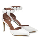 kamames Large Size Black And White PU Pointed Thin High Heels Single Shoes Riveted Chengdu Fashion Women's Shoes