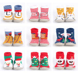 YWHUANSEN 6 to 36M Christmas Children's Indoor Socks With Soft Rubber Sole Baby Walking Shoes Girls Winter Non-slip Floor Socks