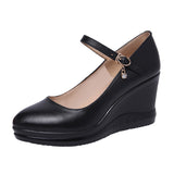 kamames Shoe Women's Slope Heel 2023 Spring New Style Waterproof Platform Pointed Work Shoes High Heel Slope Heel Cheongsam Catwalk Shoes