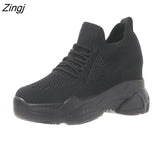 kamames Autumn High Platform High Heels Women Thick Sole Shoes Heels Wedge Sneakers Breathable Mesh Casual Shoes Woman