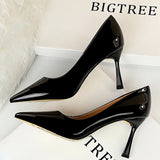 BIGTREE Shoes Patent Leather Shoes Woman Pumps Pointed Toe Women Heels Stiletto Office Shoes Women Party Shoes High Heels 8 Cm