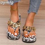 kamames size graffiti sandals outer wear2022new thick bottom beach sandals women's shoes women's herringbone sandals chain fashion